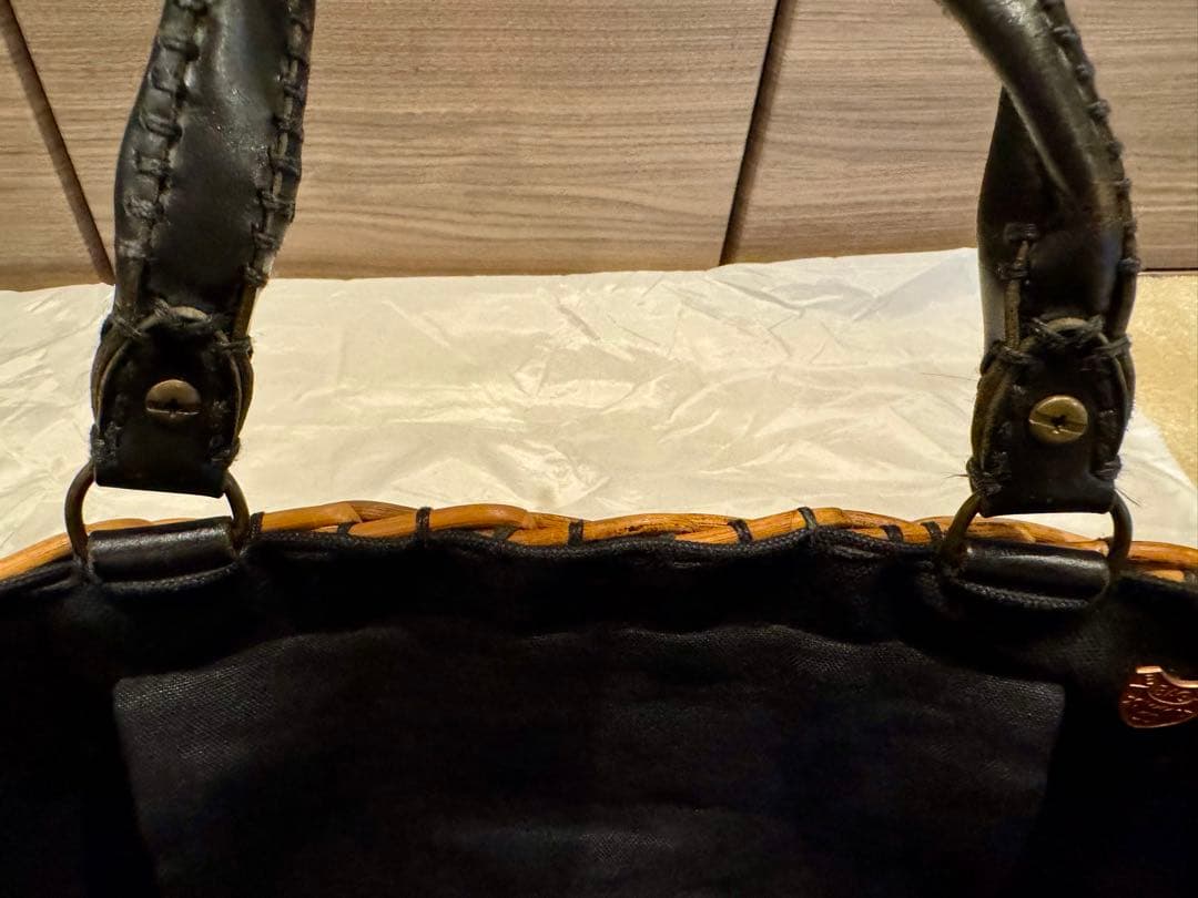 エバゴスe.ba.gos人気のトートバスケットレザーハンドル　ブラック　美品