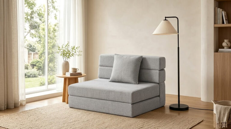 Folding Sleeper Chair Sofa Bed Lazy Couch with Pillow, Fold Out Chair Bed